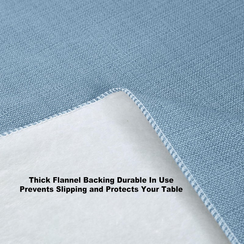 Lintex Cafe Hotel Linen Look Vinyl Flannel Backed Tablecloth, Heavyweight 4 Gauge, 52 x 52 Inch Square, Chambray Blue Indoor Outdoor Waterproof Wipe Clean Table Cover - Image 5